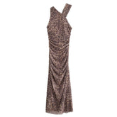 Halter Animal Printed Tulle Dress